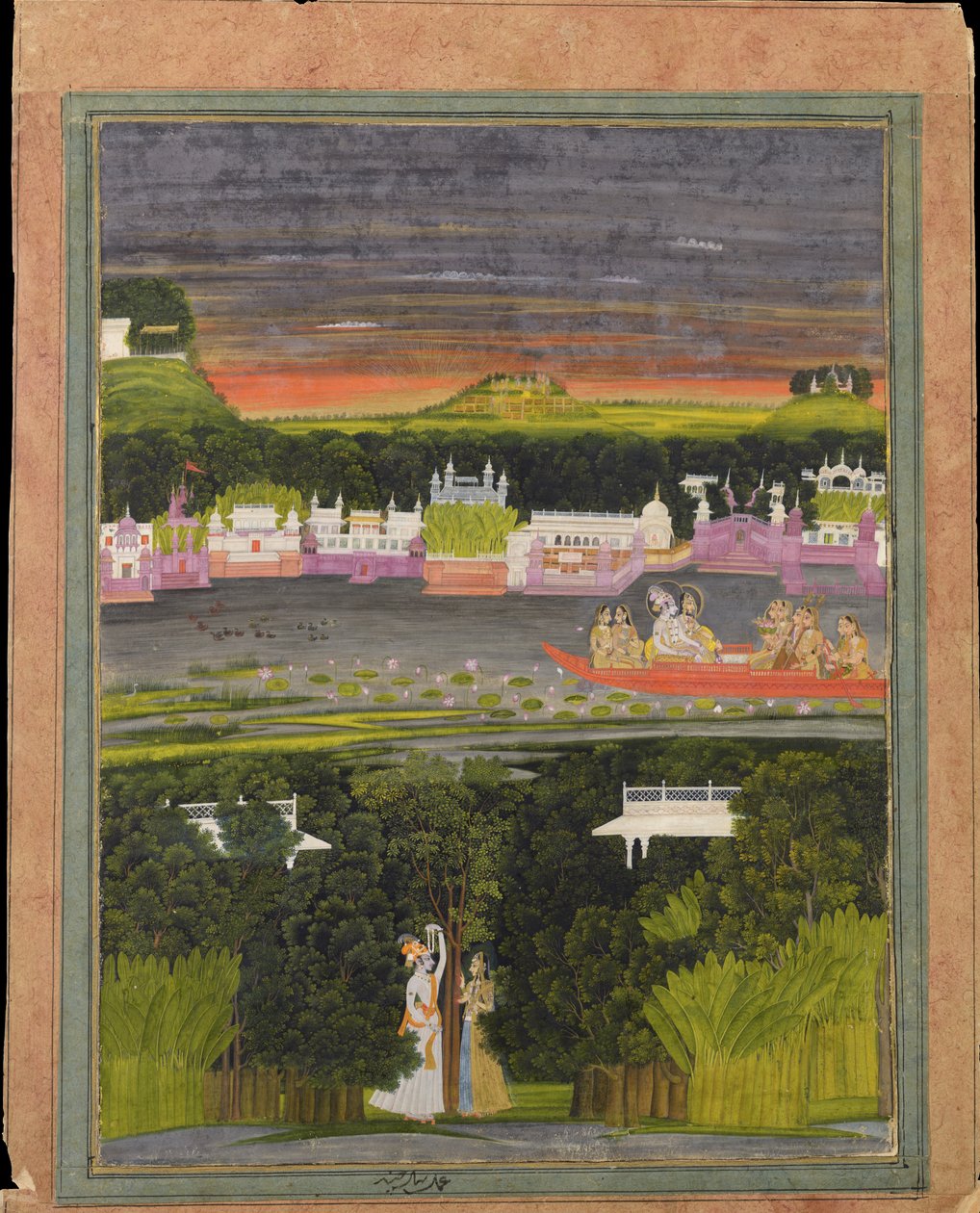 Radha et Krishna dans le bateau de l