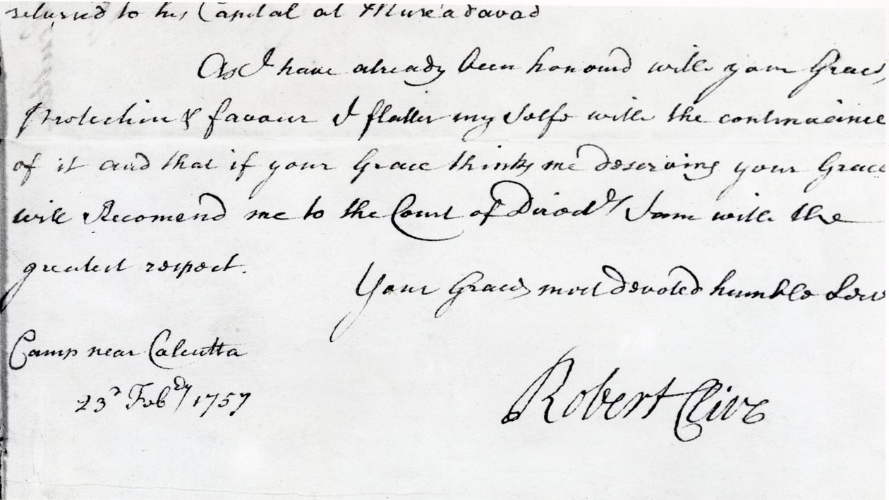 Signature de Robert Clive (1725-74) 1757 - Unbekannt Unbekannt