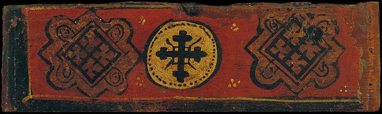 Petit panneau de plafond à caissons avec une croix et des armoiries en forme de losange - Unbekannt Unbekannt