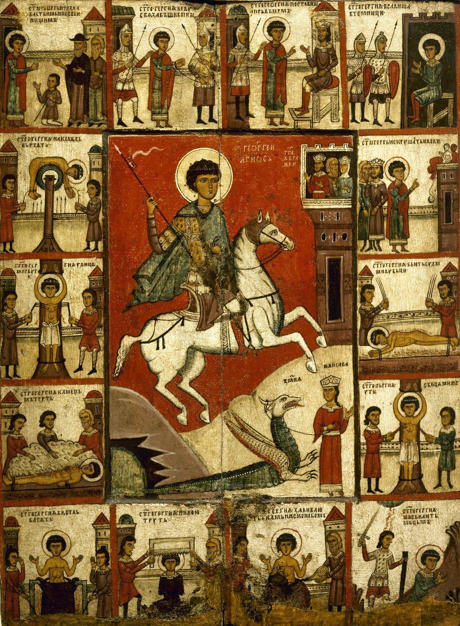 Miracle de Saint Georges et le Dragon, avec des scènes de sa vie. Novgorod - Unbekannt Unbekannt
