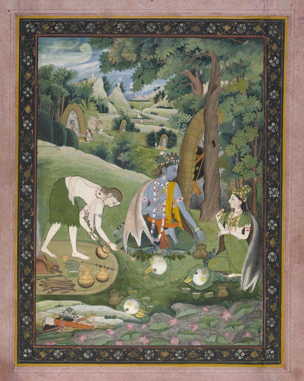 Rama, Lakshmana et Sita cuisinant et mangeant dans la nature - Unbekannt Unbekannt