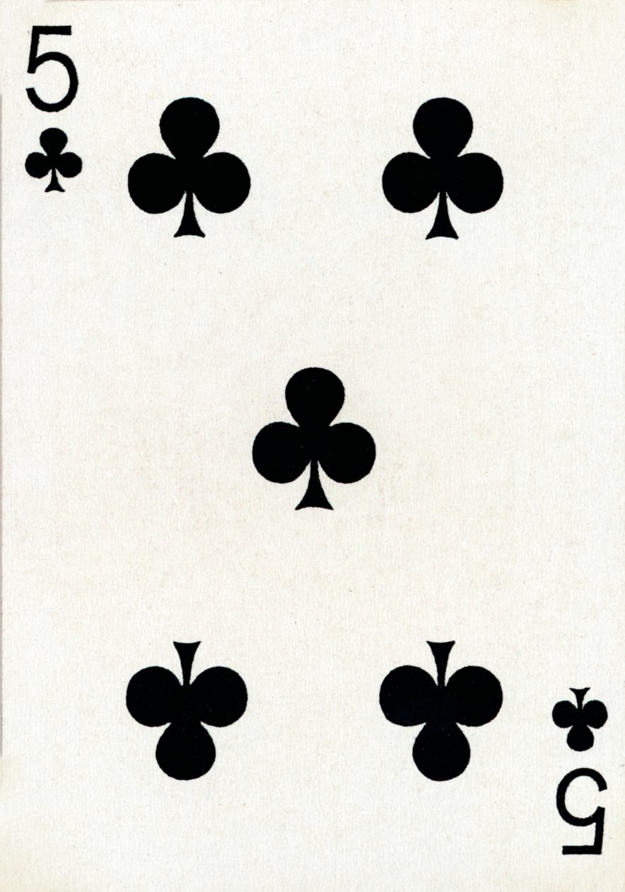 5 de trèfle d'un jeu de cartes Goodall & Son Ltd., vers 1940