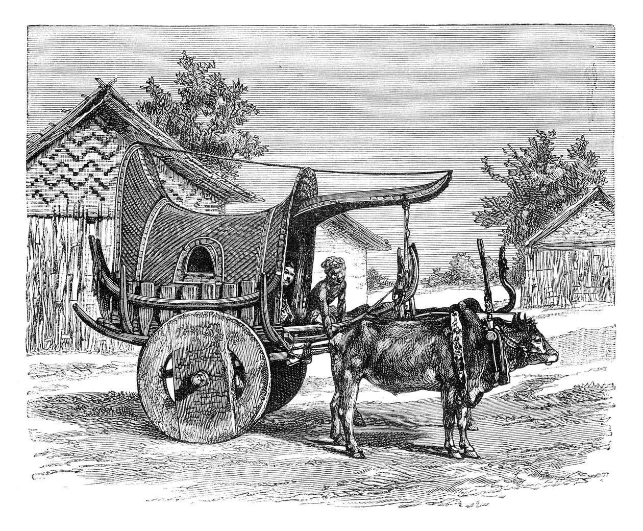 Un chariot birman, Birmanie Myanmar, 1895 - Unbekannt