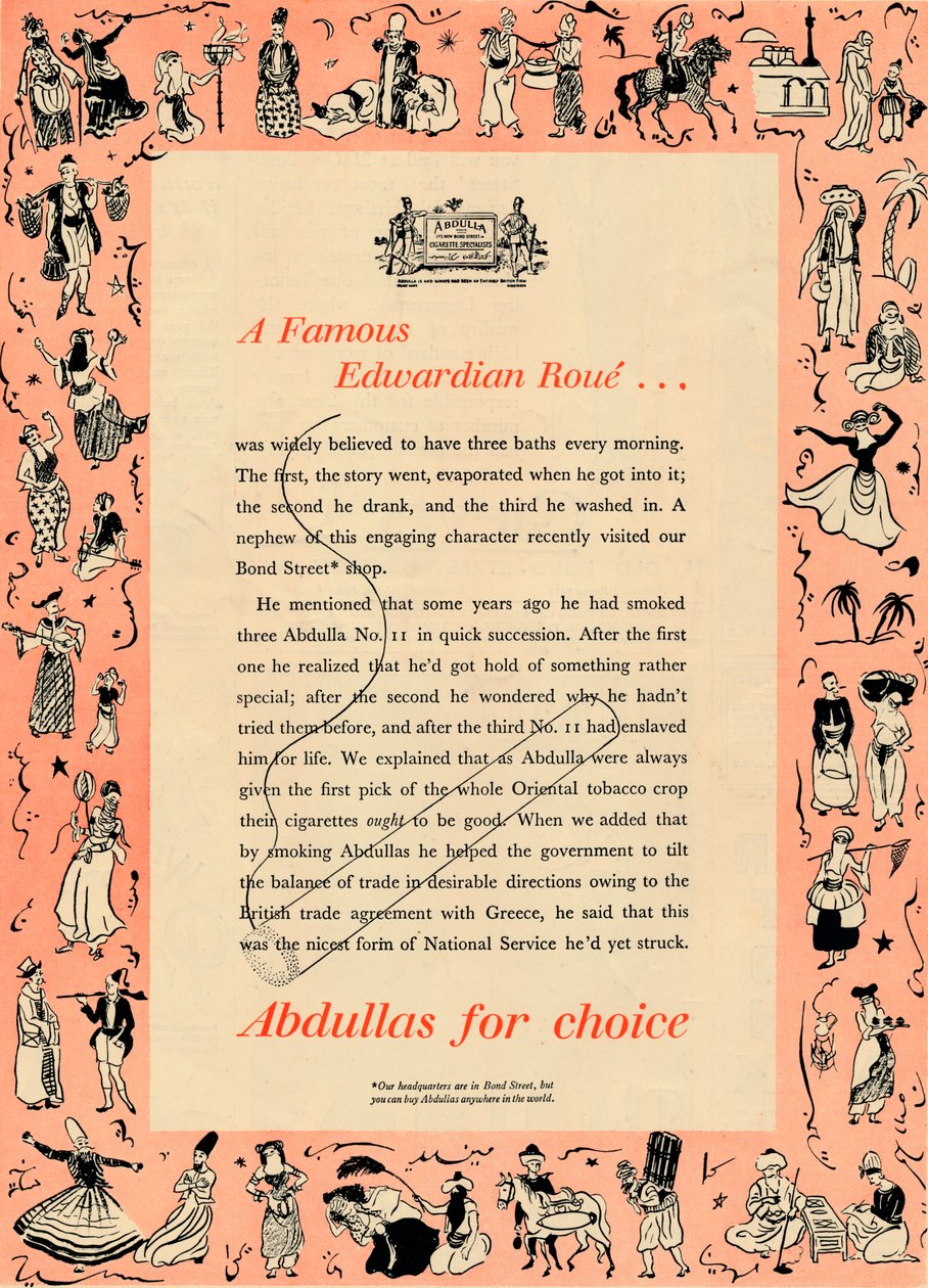 Un célèbre roué édouardien Abdullas pour le choix, 1939 - Unbekannt
