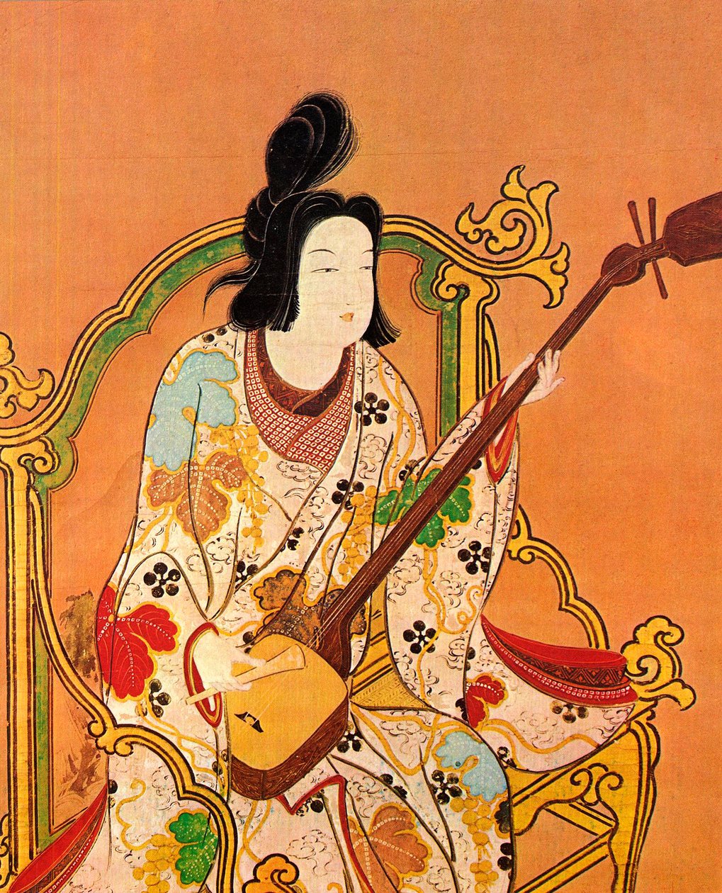 Une fille jouant du shamisen, seconde moitié du 17e siècle - Unbekannt