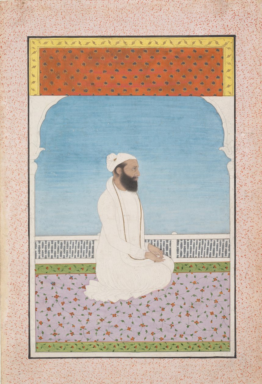Un homme saint assis sur une terrasse, vers 1850 - Unbekannt
