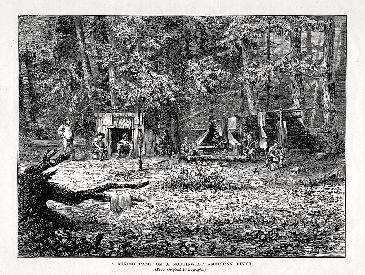 Un camp minier sur une rivière nord-ouest américaine, 1877 - Unbekannt