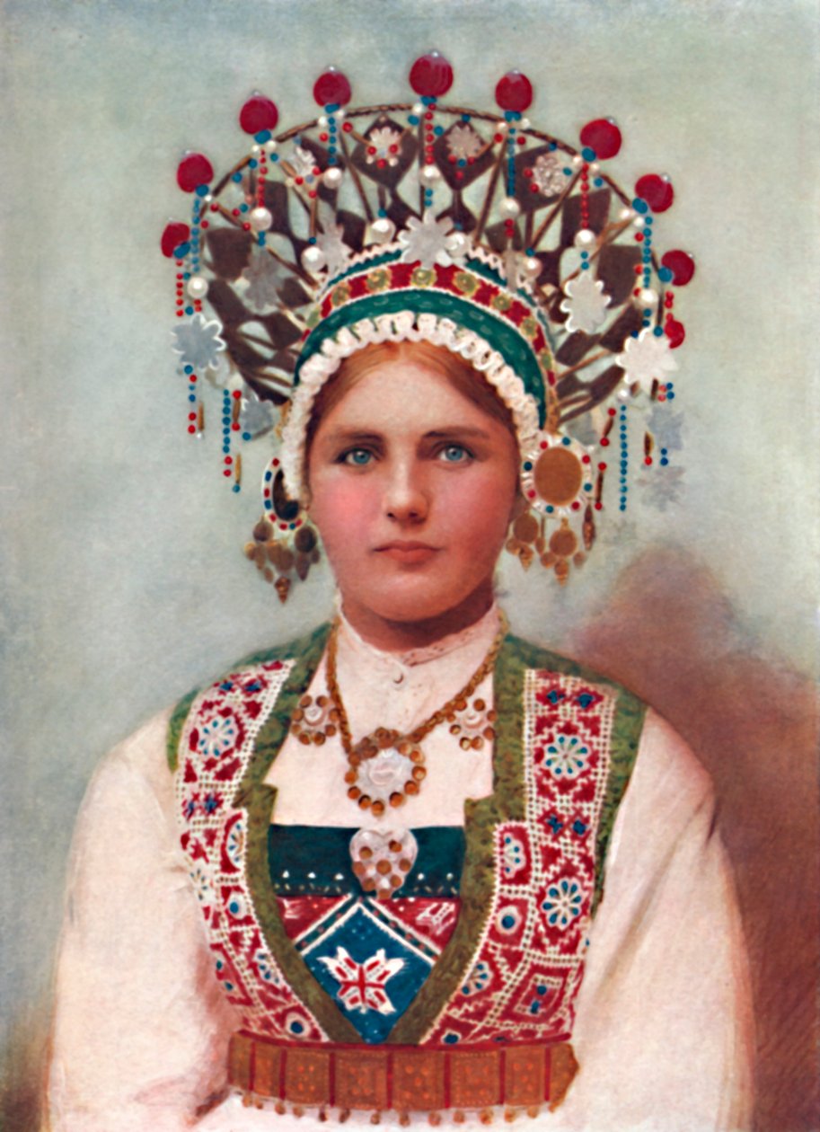 Une fille norvégienne en robe de mariée, 1912 - Unbekannt