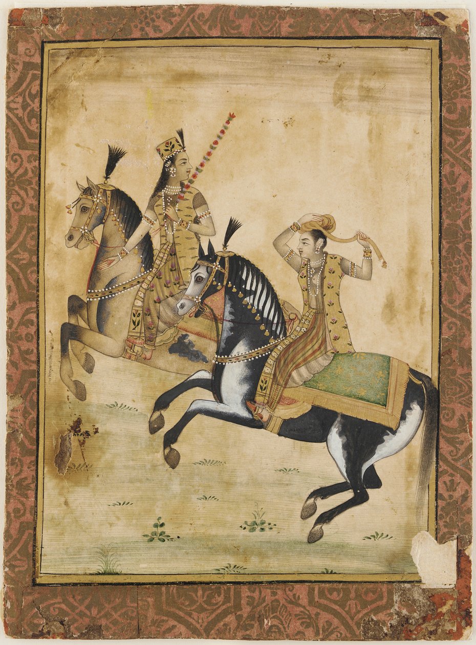 Un prince et une princesse à cheval, 18ème siècle - Unbekannt