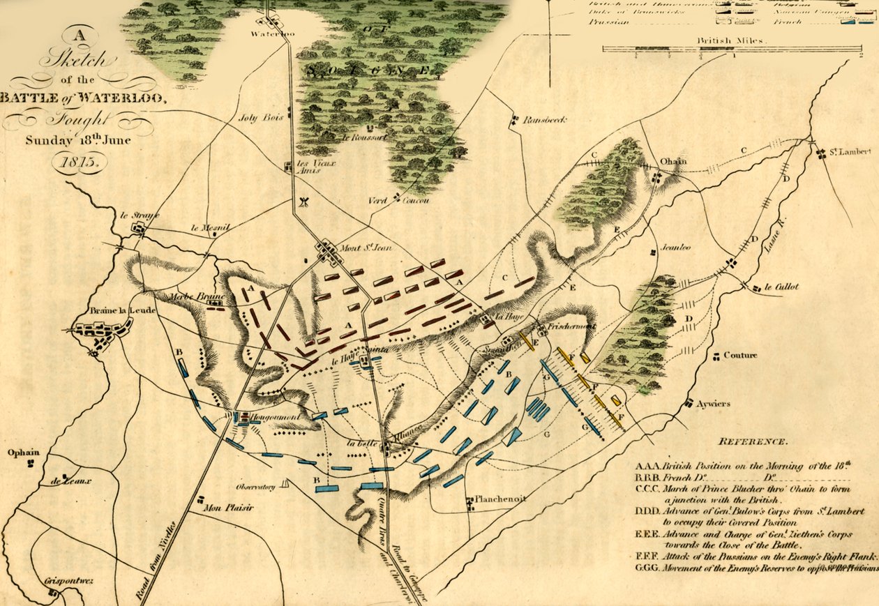 Croquis de la bataille de Waterloo, 18 juin 1815, 1816 - Unbekannt