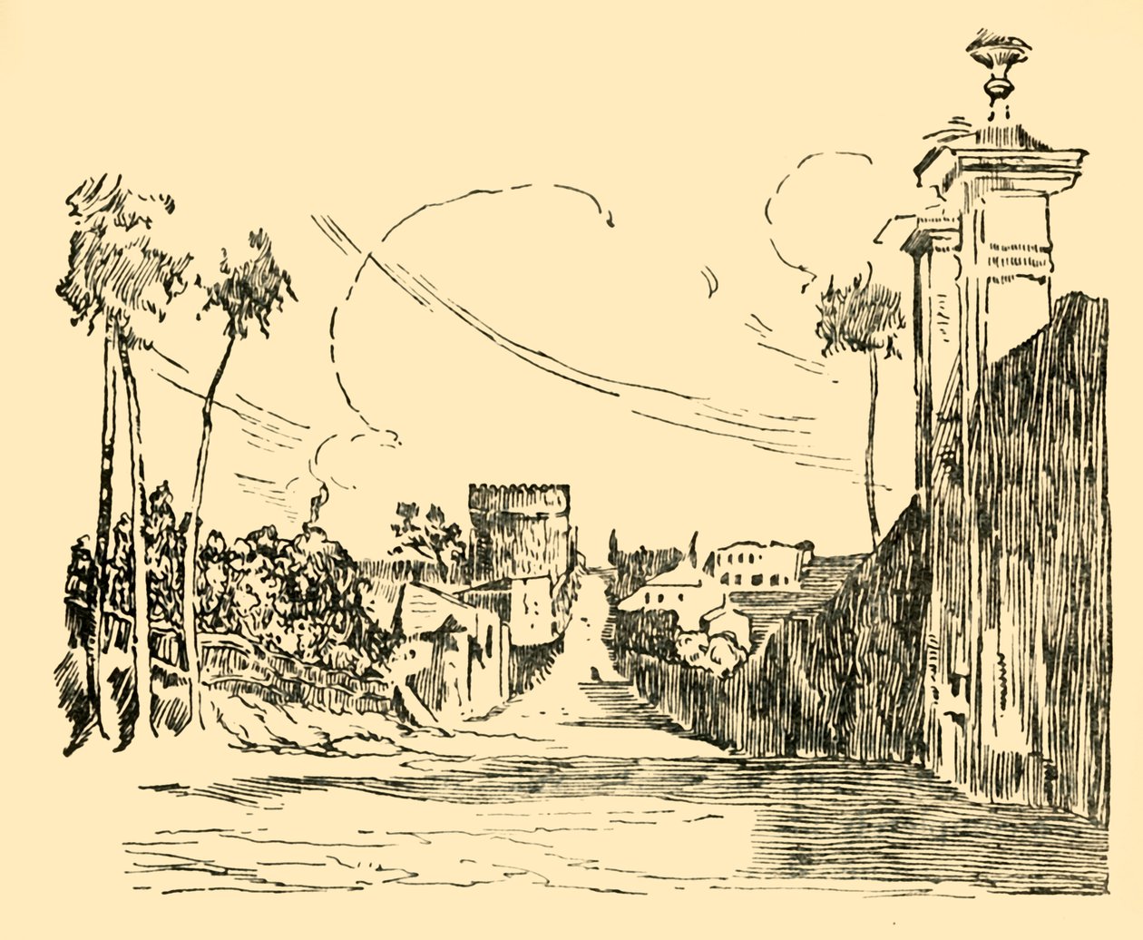 Vue sur la voie Appienne telle qu