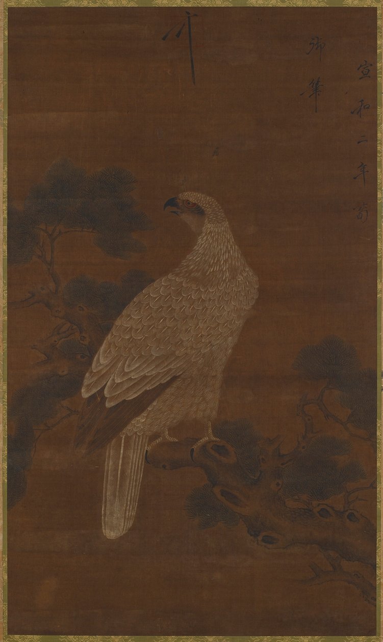 Un aigle blanc sur une branche de pin, dynastie Ming ou Qing, 17ème siècle - Unbekannt