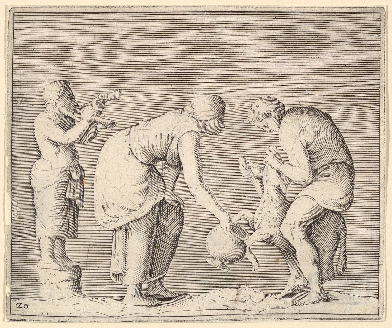 Une femme recueillant du sang d