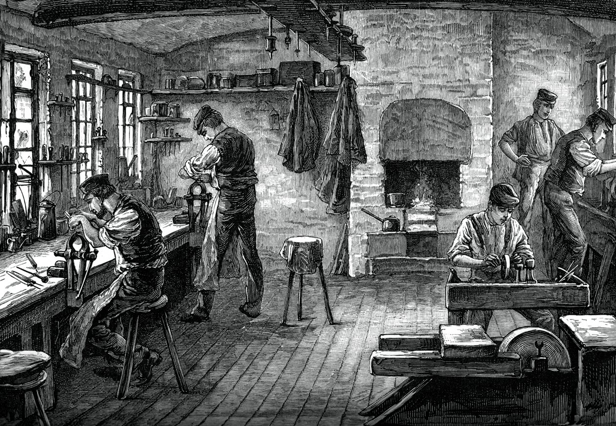 Une boutique de couteliers, vers 1880 - Unbekannt
