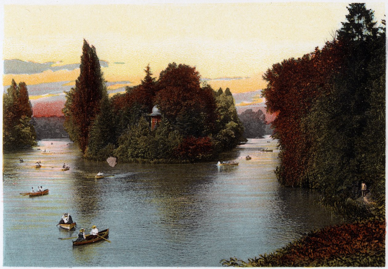 Un lac dans le Bois de Boulogne, Paris, vers 1900 - Unbekannt