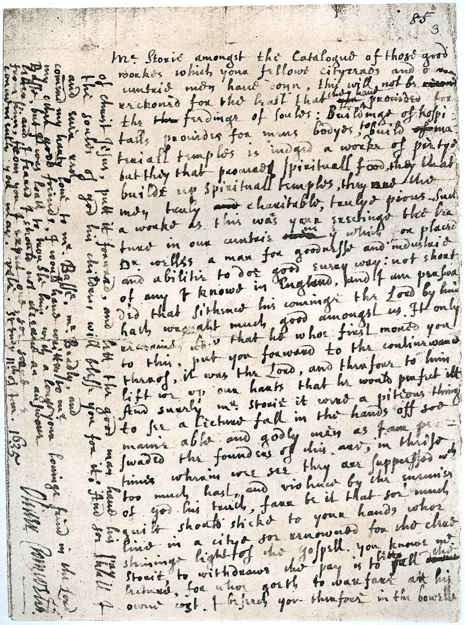 Lettre à M. Storie par Oliver Cromwell, St Ives, 11 janvier 1635-1636 - Unbekannt