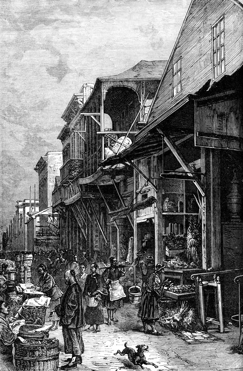 Un marché à San Francisco, Californie, USA, milieu du XIXe siècle vers 1880 - Unbekannt