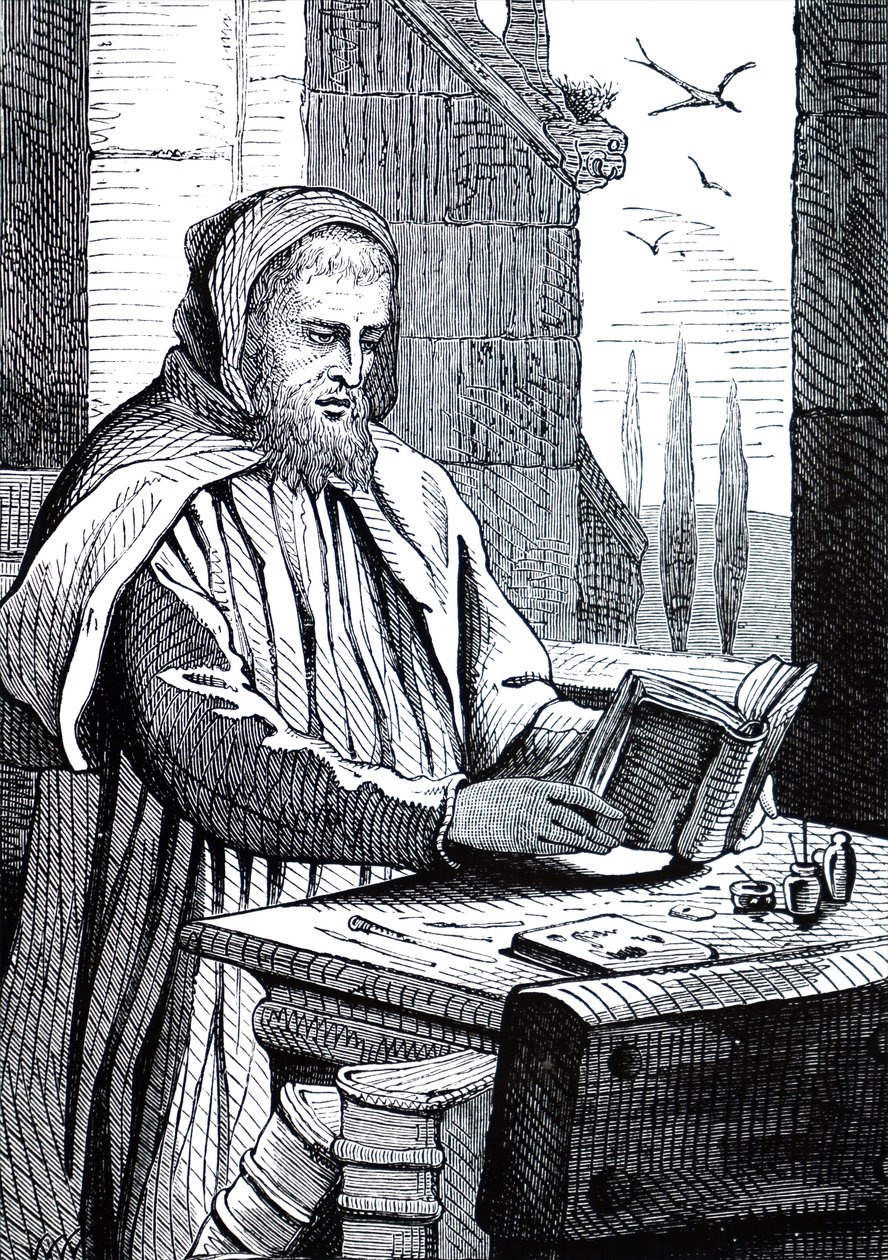 Un moine illuminant un manuscrit - Unbekannt