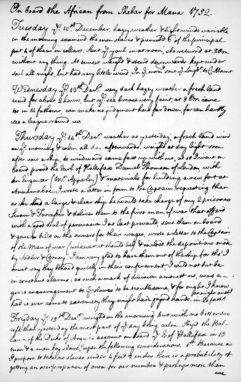 Une page du journal de John Newton, 1750-1754, 1965 - Unbekannt