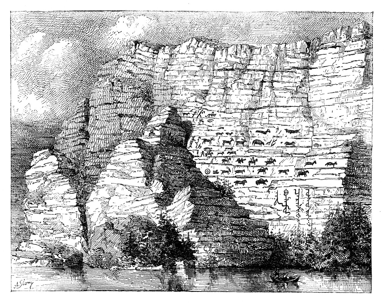 Inscription sur un rocher sur les rives de la rivière Ienisseï, 1895 - Unbekannt