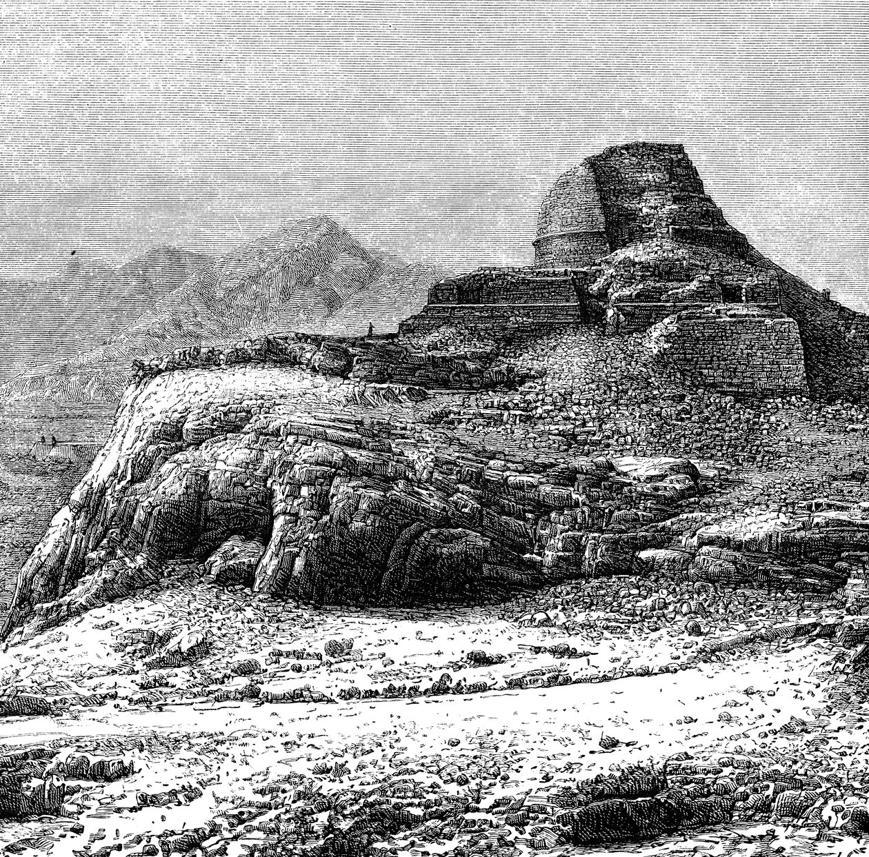 Un tope stupa en ruines dans le col de Khyber, PakistanAfghanistan, 1895 - Unbekannt
