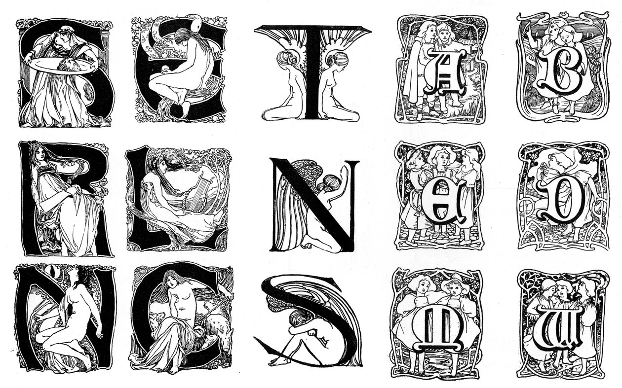 Un ensemble de lettres initiales décoratives, 1898 - Unbekannt