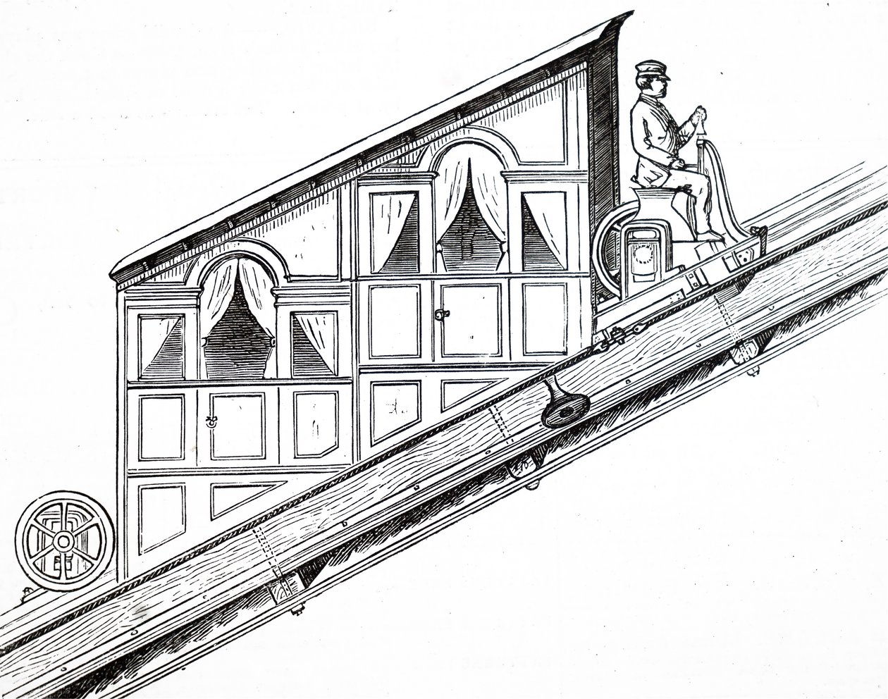 Élévation latérale de la voiture sur le funiculaire du Vésuve - Unbekannt
