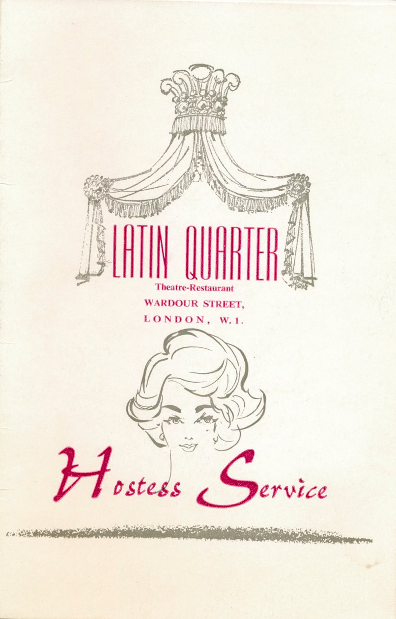 Une carte de taffif pour le nightclub The Latin Quarter à Leicester Square, Londres, vers 1969 - Unbekannt