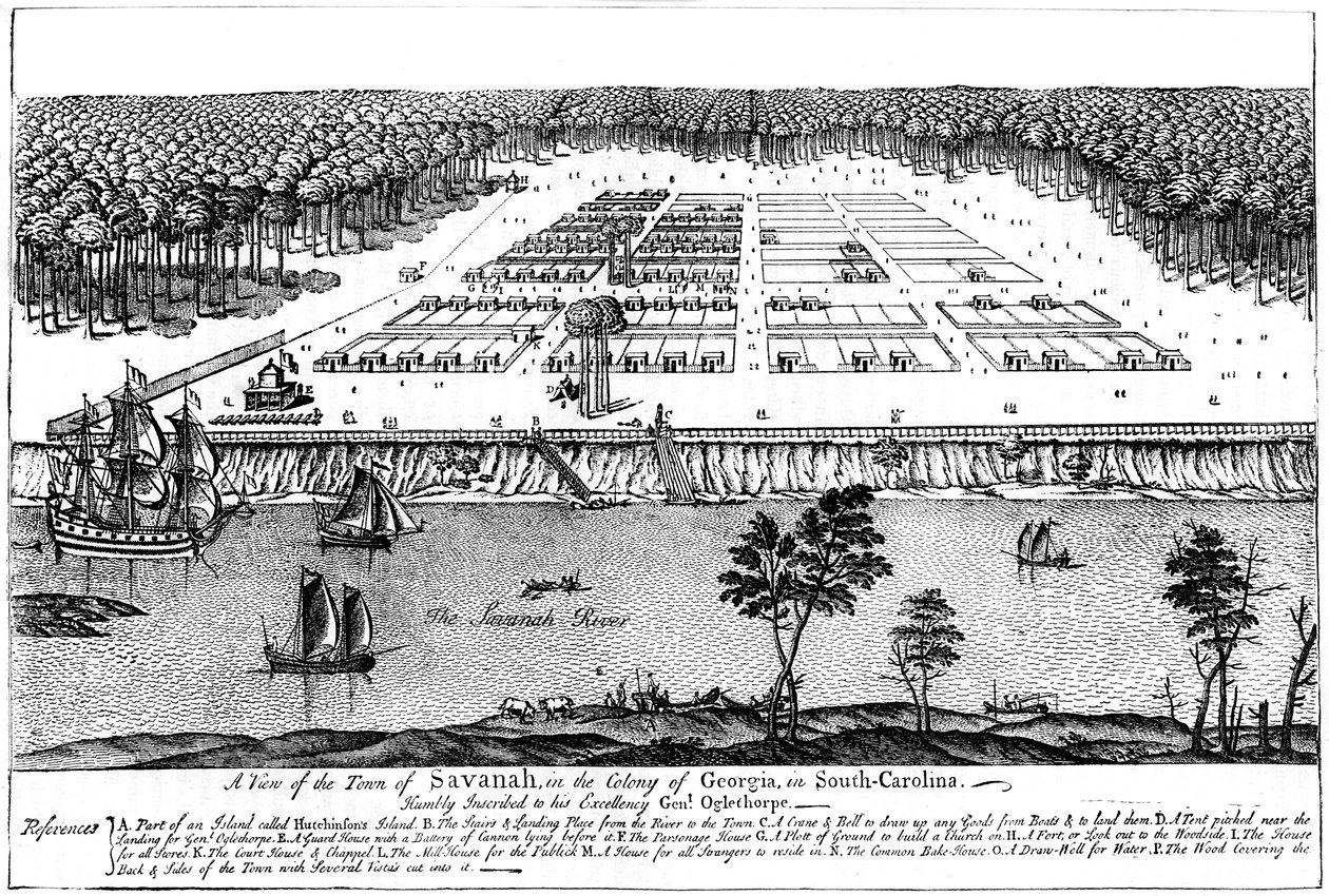 Vue de la ville de Savannah, dans la colonie de Géorgie, Caroline du Sud, 1741, vers 1880 - Unbekannt