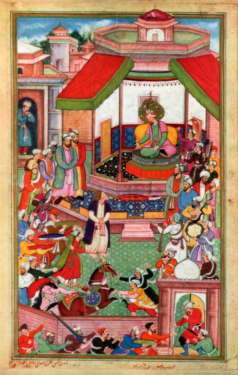 Abul-Fazl ibn Mubarak présentant l
