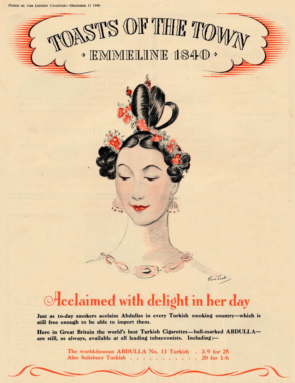 Acclamée avec délice en son temps, Toasts de la ville - Emmeline 1840, 1940 - Unbekannt