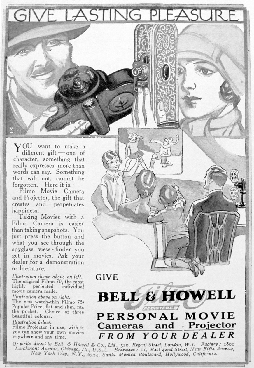 Publicité pour les caméras et projecteurs personnels Bell & Howell, années 1920 - Unbekannt