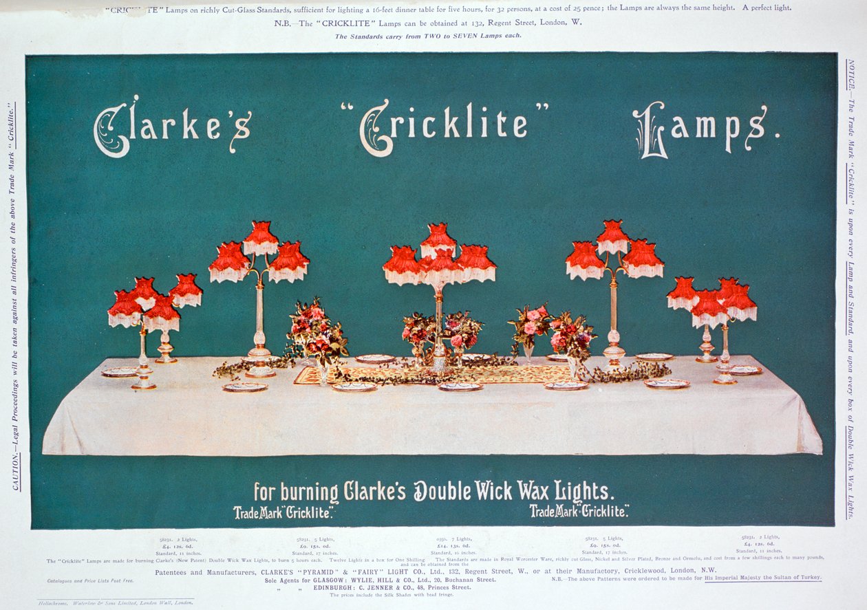Publicité pour les lampes Cricklite de Clarke, 1899 - Unbekannt