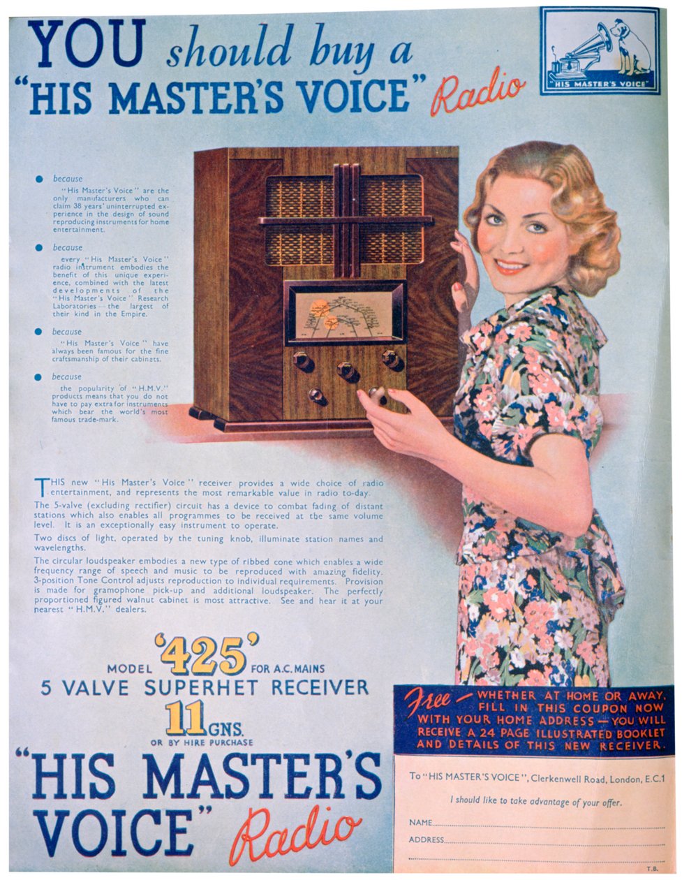 Publicité pour les radios His Masters Voice, 1936 - Unbekannt