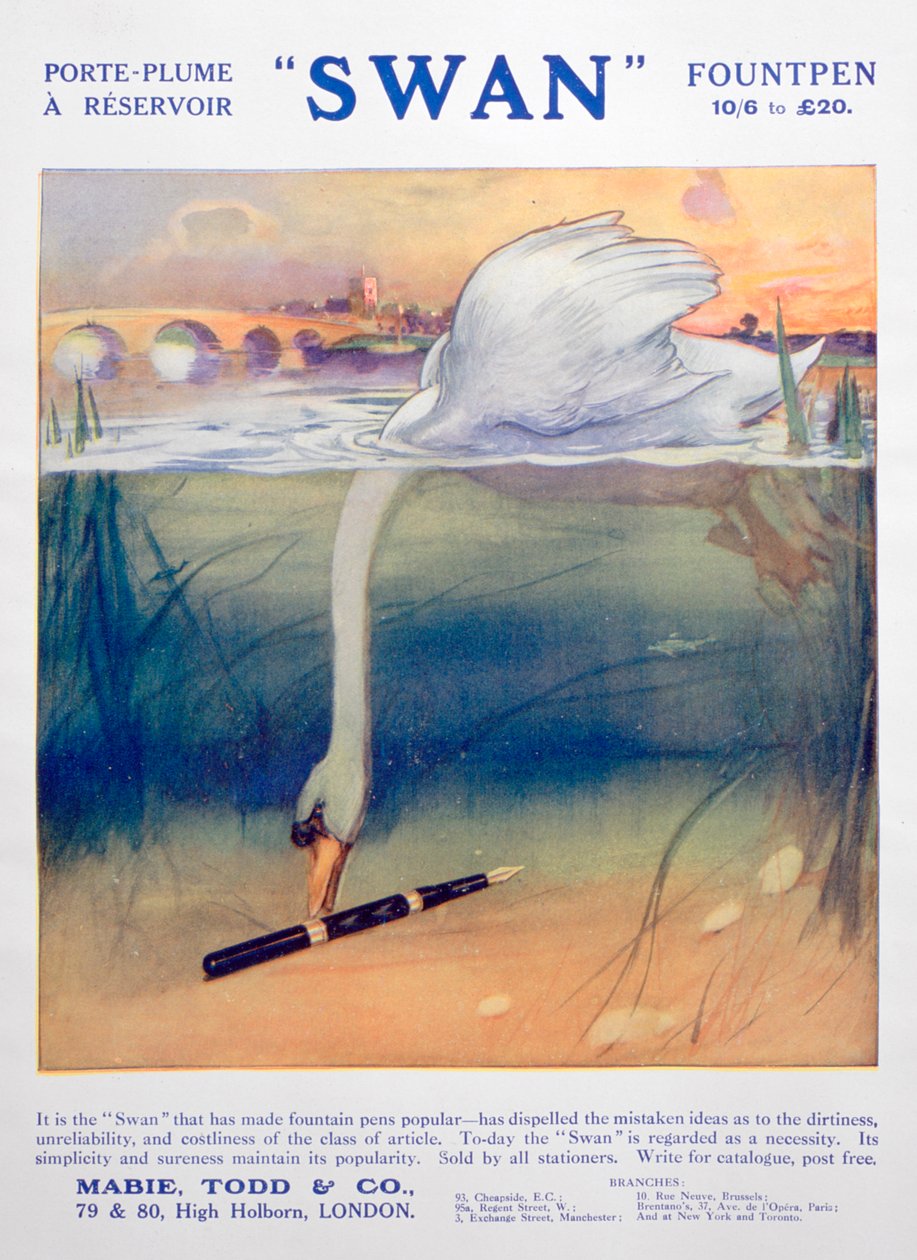 Publicité pour les stylos-plume Swan, c1906 - Unbekannt