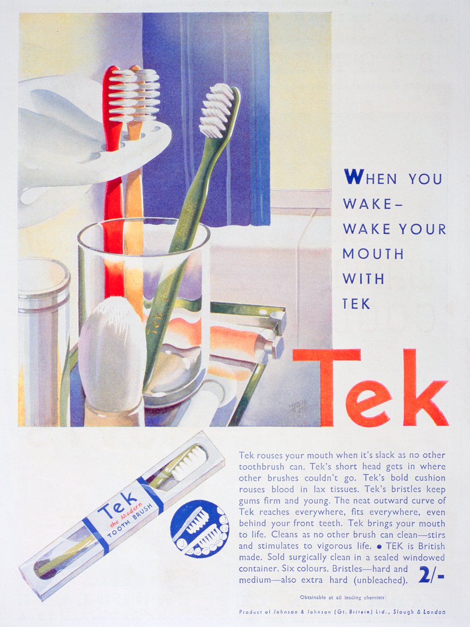 Publicité pour les brosses à dents Tek, par Johnson et Johnson, 1931 - Unbekannt