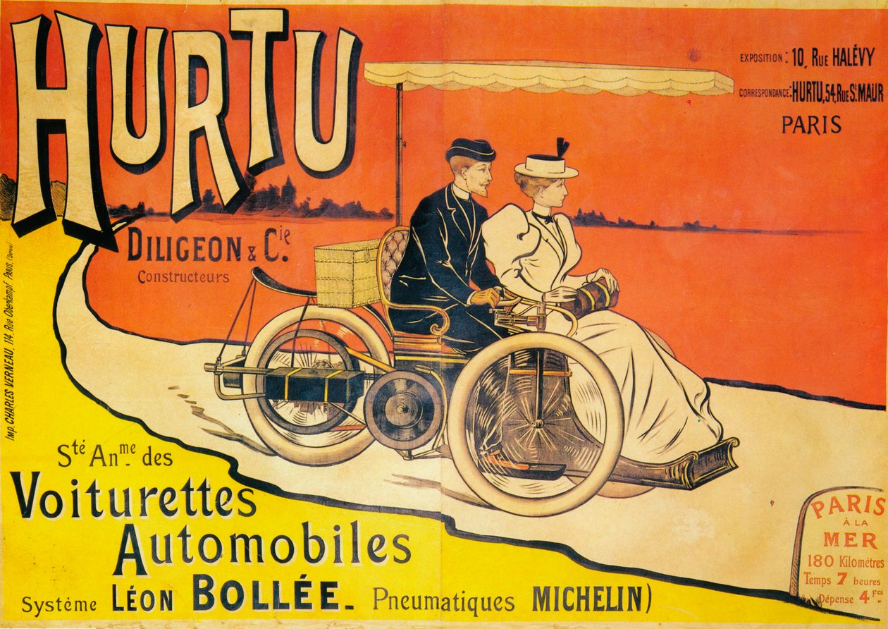 Publicité pour les voitures Hurtu, vers 1896 - Unbekannt