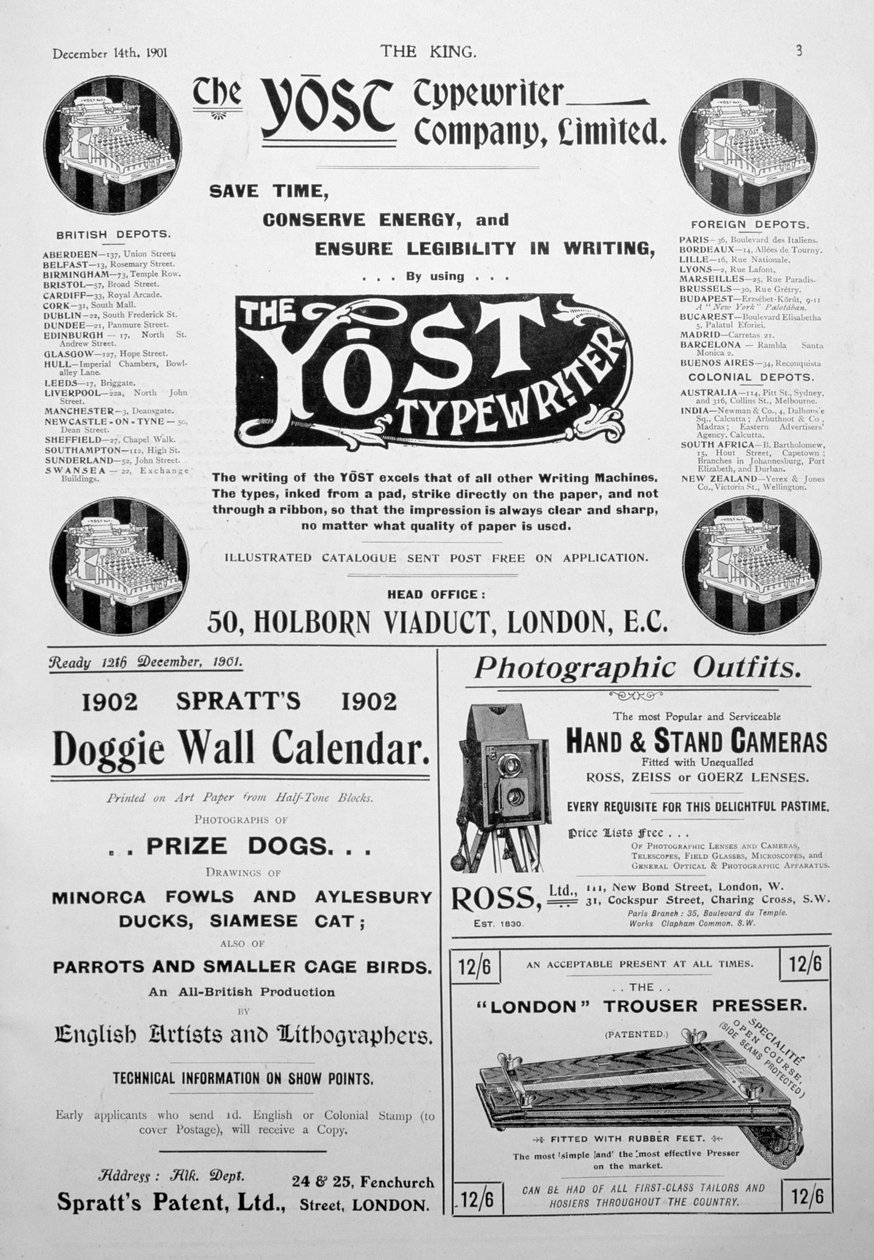 Page de publicité du magazine King, 14 décembre 1901 - Unbekannt