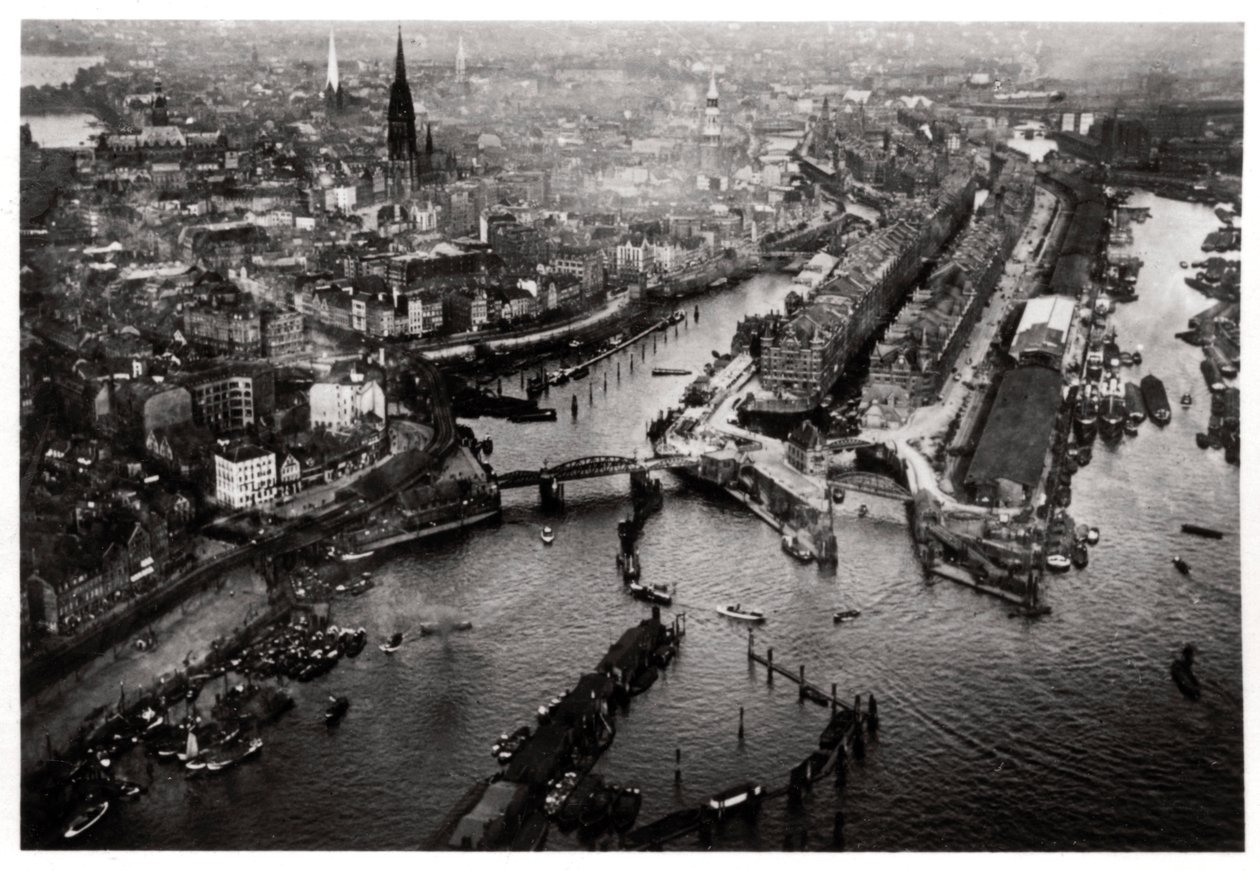 Vue aérienne du port de Hambourg, Allemagne, depuis un Zeppelin, vers 1931-1933 - Unbekannt