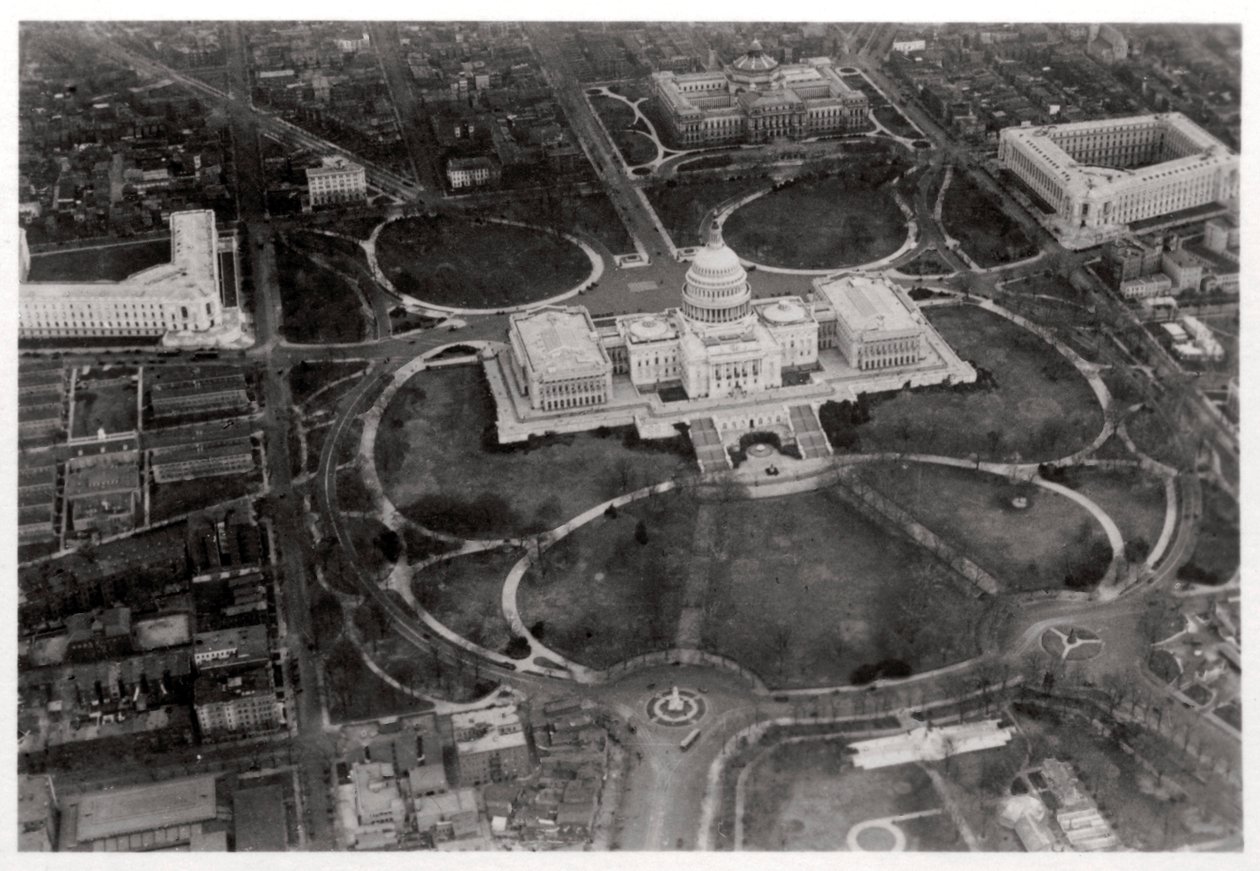 Vue aérienne du Capitole, Washington DC, USA, depuis un Zeppelin, 1928 - Unbekannt