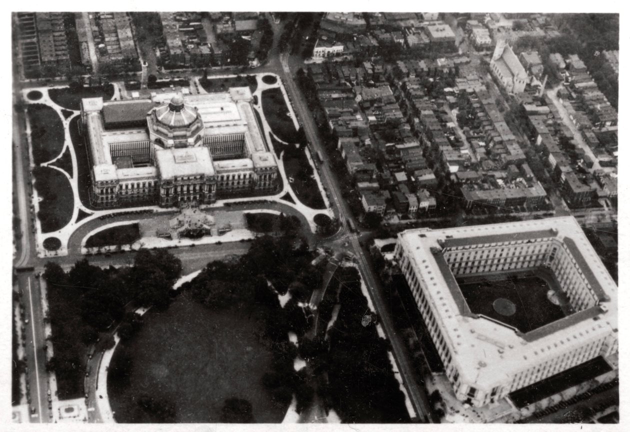 Vue aérienne de la Bibliothèque du Congrès, Washington DC, USA, depuis un Zeppelin, 1928-1933 - Unbekannt