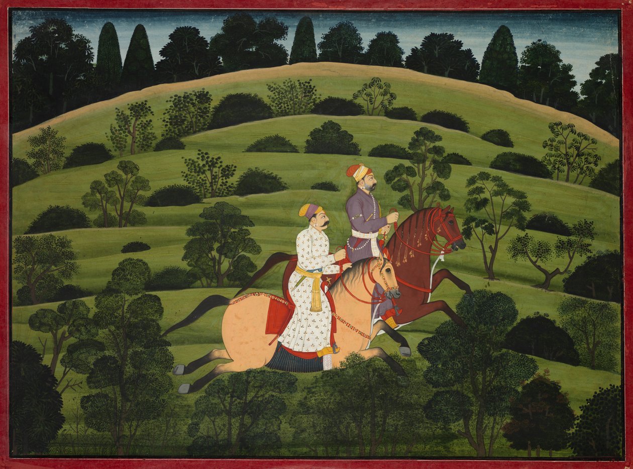 Akrura se dirige vers Dwarka, page du grand Basohli Bhagavata Purana, vers 1760-1765 - Unbekannt