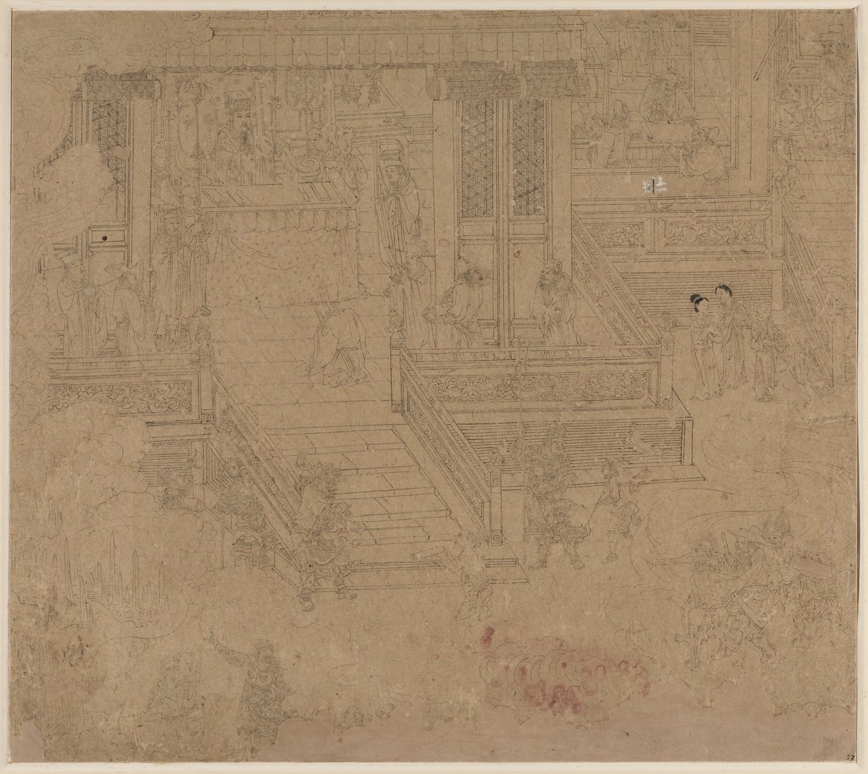 Album de thèmes taoïstes et bouddhistes : Rois des Enfers : Feuille 37, 1200s - Unbekannt