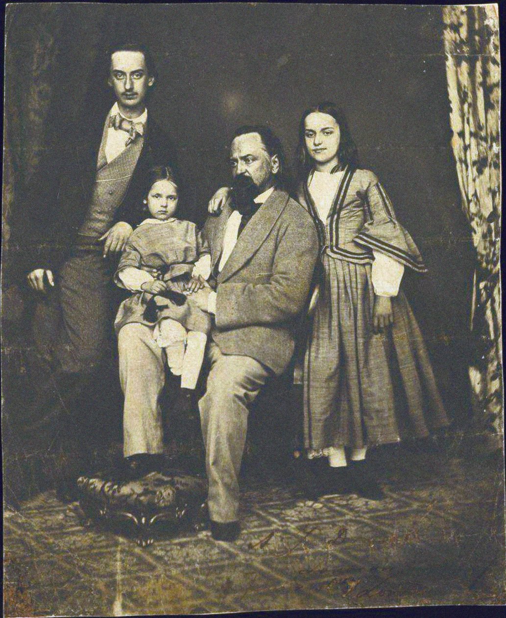 Alexandre Herzen avec ses enfants après la mort de sa femme Natalie - Unbekannt