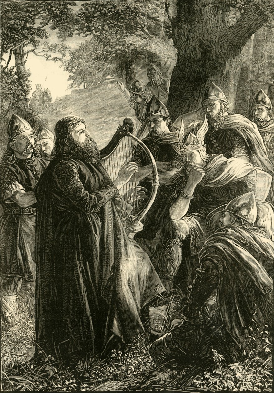Alfred le Grand, déguisé en harpiste, jouant devant Guthrum, 878, 1890 - Unbekannt