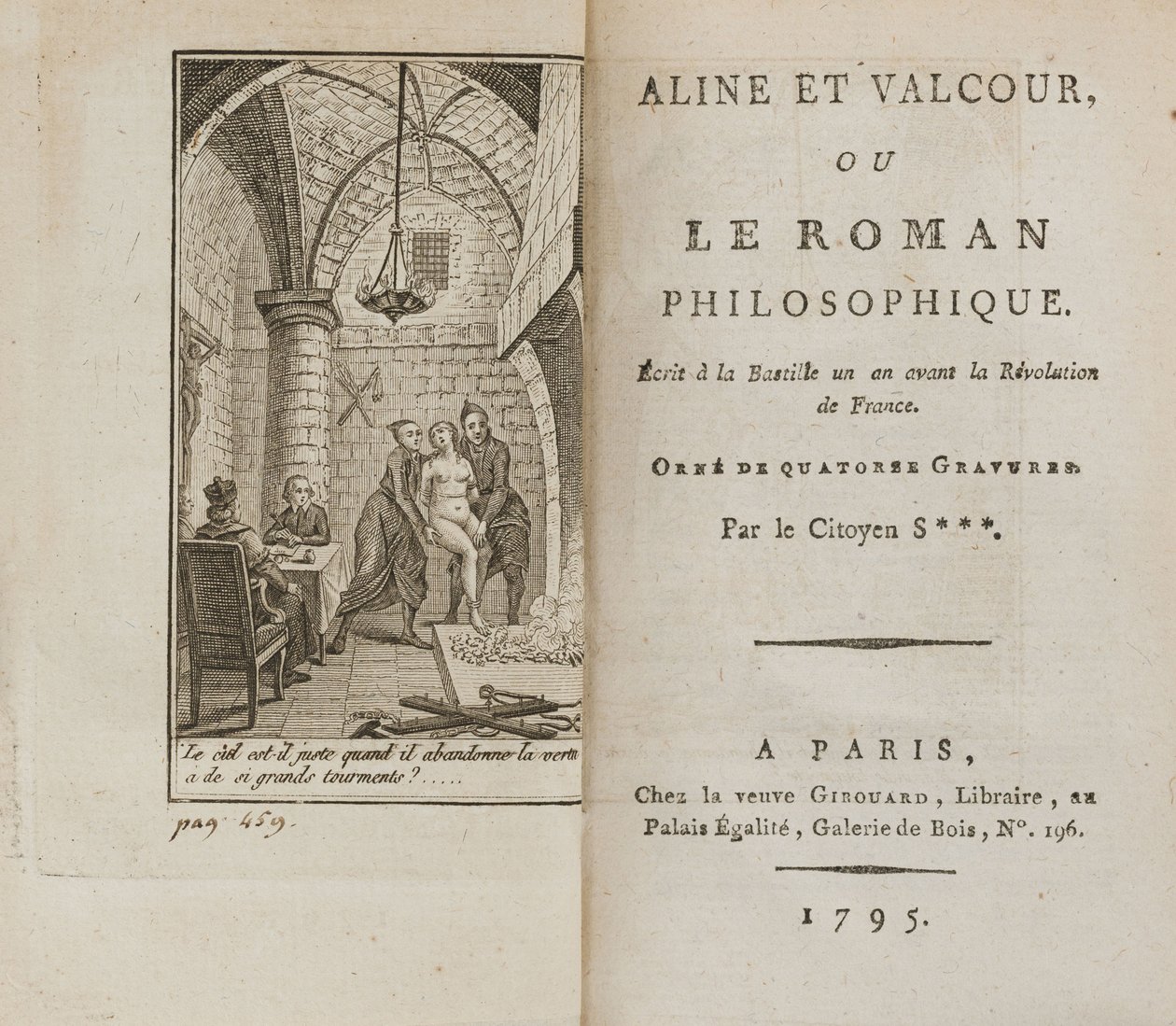Aline et Valcour ou, Le Roman philosophique par Marquis de Sade, 1795 - Unbekannt