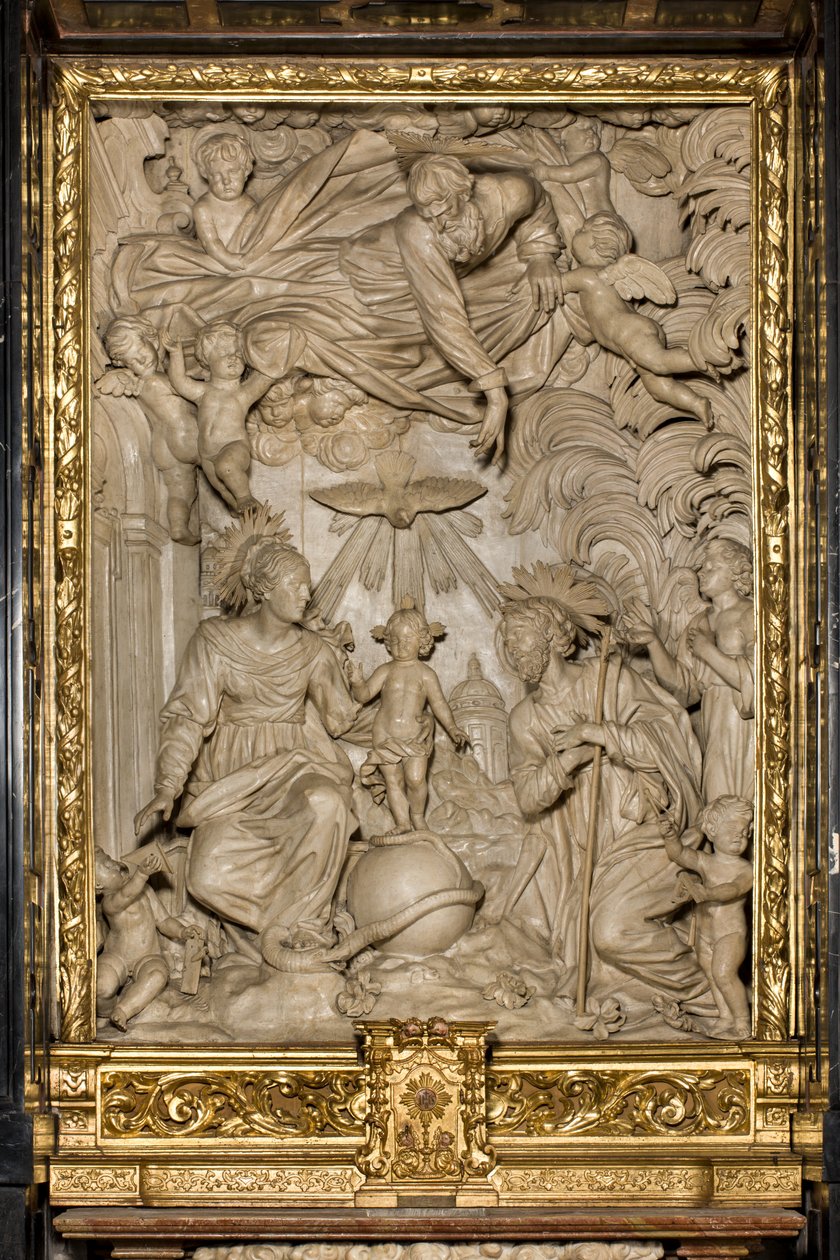 Autel de Saint Joseph ou Autel de la Sainte Famille, Haut Relief, Giacomo Bertesi (1668), Cathédrale de Santa Maria Assunta, Crémone, Lombardie, Italie (photo) - Unbekannt