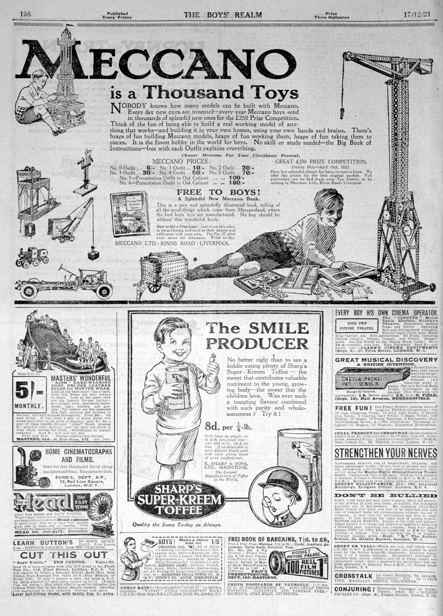 Une page publicitaire dans The Boys Realm, Noël 1921 - Unbekannt