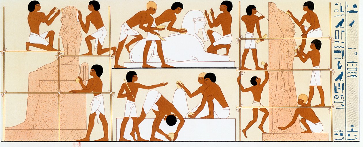 Sculpteurs égyptiens anciens travaillant sur des statues, vers 1842-1845 - Unbekannt