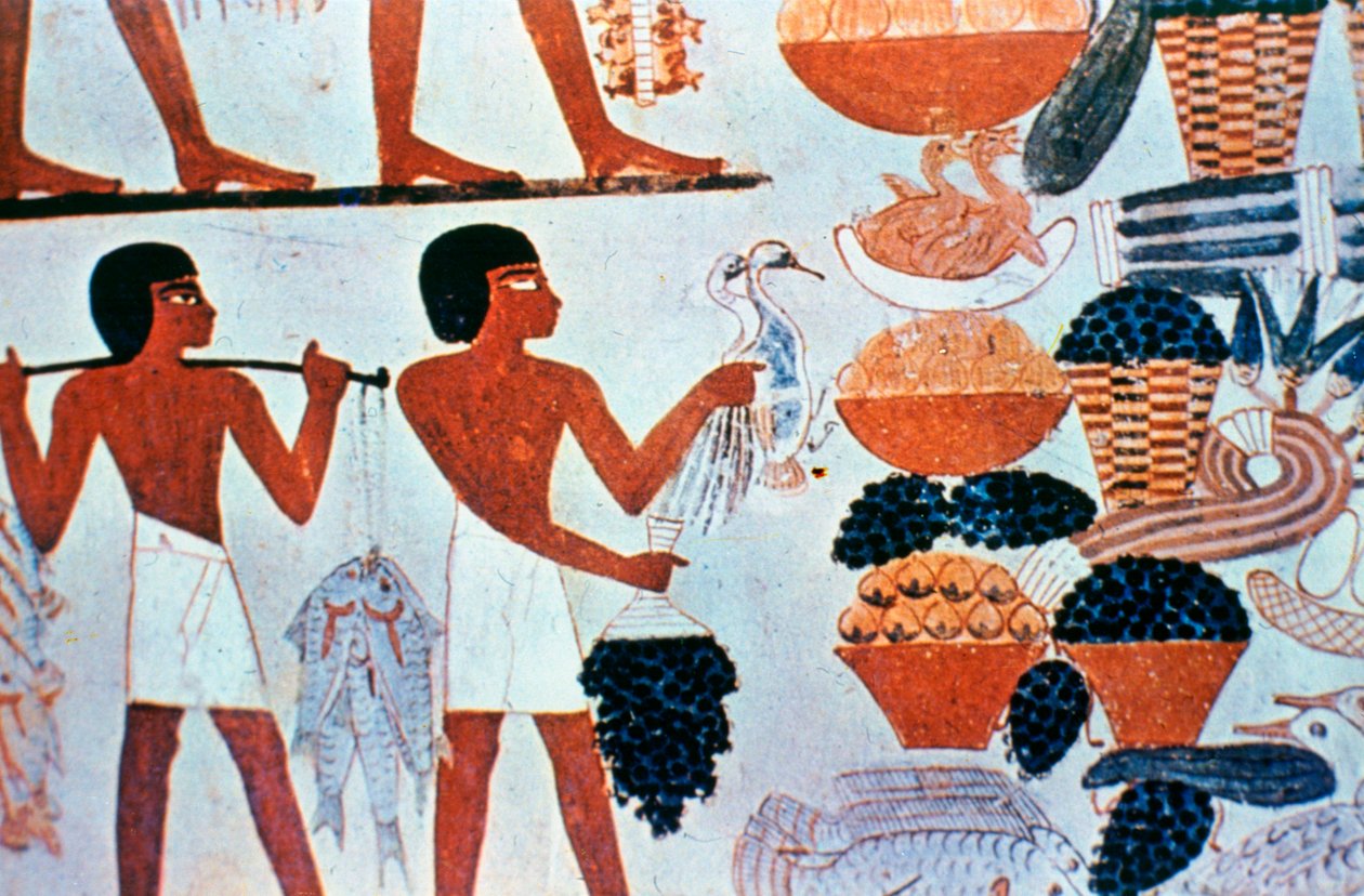 Peintures murales égyptiennes anciennes dans une tombe à Thèbes, Égypte - Unbekannt